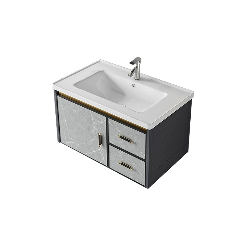 Modern Wall Mount Sink Vanity with Faucet Sink Doors for Bathroom Vanity & Faucet 32"L x 19"W x 16"H Ceramic Clearhalo 'Bathroom Remodel & Bathroom Fixtures' 'Bathroom Vanities' 'bathroom_vanities' 'Home Improvement' 'home_improvement' 'home_improvement_bathroom_vanities' 8052384