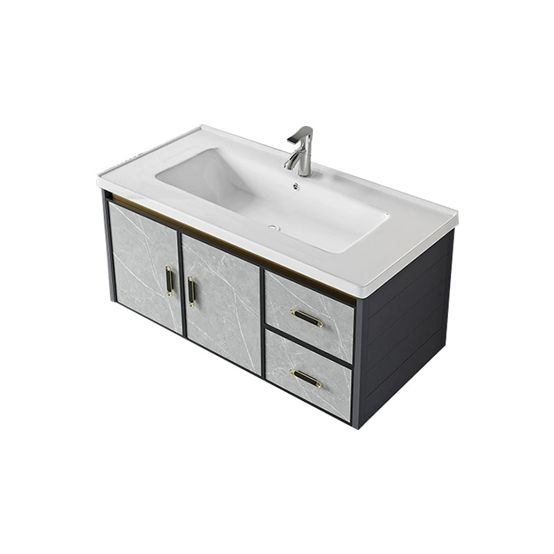 Modern Wall Mount Sink Vanity with Faucet Sink Doors for Bathroom Vanity & Faucet Ceramic Clearhalo 'Bathroom Remodel & Bathroom Fixtures' 'Bathroom Vanities' 'bathroom_vanities' 'Home Improvement' 'home_improvement' 'home_improvement_bathroom_vanities' 8052385