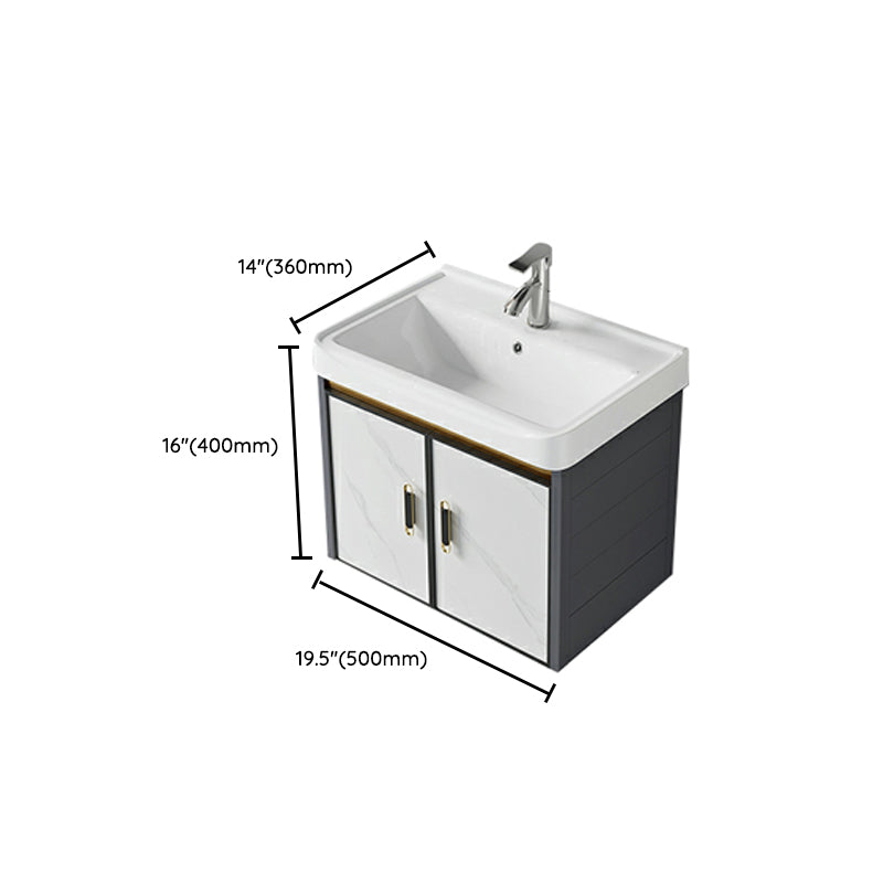 Modern Wall Mount Sink Vanity with Faucet Sink Doors for Bathroom Clearhalo 'Bathroom Remodel & Bathroom Fixtures' 'Bathroom Vanities' 'bathroom_vanities' 'Home Improvement' 'home_improvement' 'home_improvement_bathroom_vanities' 8052392