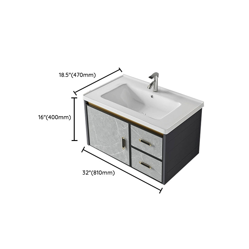 Modern Wall Mount Sink Vanity with Faucet Sink Doors for Bathroom Clearhalo 'Bathroom Remodel & Bathroom Fixtures' 'Bathroom Vanities' 'bathroom_vanities' 'Home Improvement' 'home_improvement' 'home_improvement_bathroom_vanities' 8052399