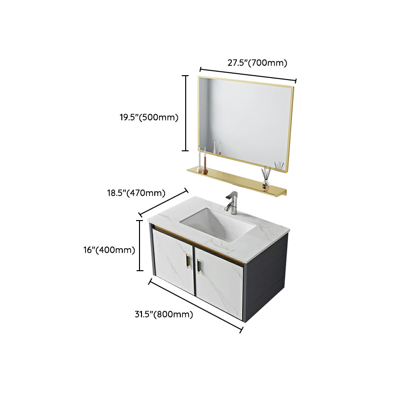 Modern Wall Mount Sink Vanity with Faucet Sink Doors for Bathroom Clearhalo 'Bathroom Remodel & Bathroom Fixtures' 'Bathroom Vanities' 'bathroom_vanities' 'Home Improvement' 'home_improvement' 'home_improvement_bathroom_vanities' 8052402