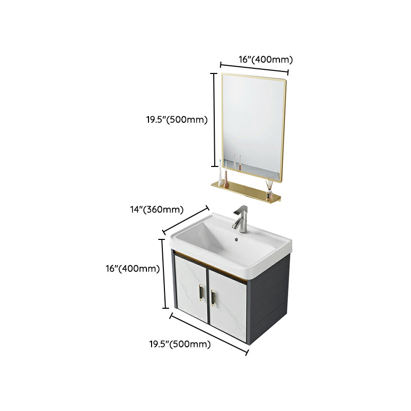 Modern Wall Mount Sink Vanity with Faucet Sink Doors for Bathroom Clearhalo 'Bathroom Remodel & Bathroom Fixtures' 'Bathroom Vanities' 'bathroom_vanities' 'Home Improvement' 'home_improvement' 'home_improvement_bathroom_vanities' 8052405