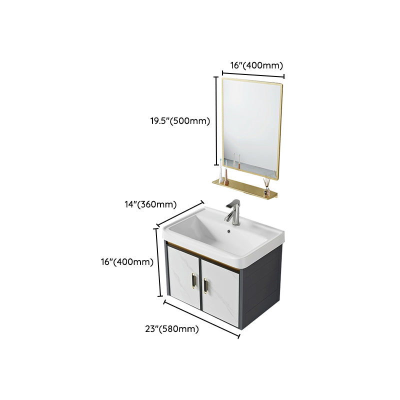 Modern Wall Mount Sink Vanity with Faucet Sink Doors for Bathroom Clearhalo 'Bathroom Remodel & Bathroom Fixtures' 'Bathroom Vanities' 'bathroom_vanities' 'Home Improvement' 'home_improvement' 'home_improvement_bathroom_vanities' 8052406