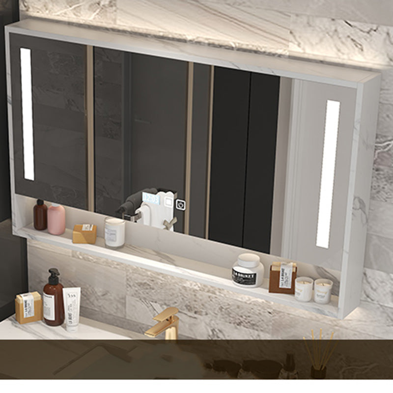 Single Sink Bathroom Vanity Wall Mount 2 Drawers Stone Rectangular with Mirror Clearhalo 'Bathroom Remodel & Bathroom Fixtures' 'Bathroom Vanities' 'bathroom_vanities' 'Home Improvement' 'home_improvement' 'home_improvement_bathroom_vanities' 8061051
