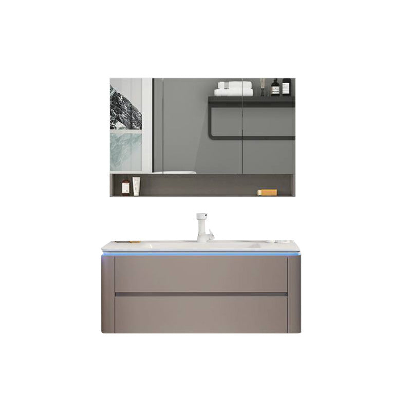Modern Sink Vanity Ceramic Top Wall-Mounted with Soft Close Door Vanity & Faucet & Mirror Cabinet 36"L x 18"W x 20"H Smart Control Not Included Clearhalo 'Bathroom Remodel & Bathroom Fixtures' 'Bathroom Vanities' 'bathroom_vanities' 'Home Improvement' 'home_improvement' 'home_improvement_bathroom_vanities' 8061082