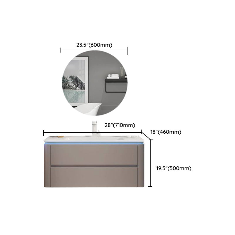 Modern Sink Vanity Ceramic Top Wall-Mounted with Soft Close Door Clearhalo 'Bathroom Remodel & Bathroom Fixtures' 'Bathroom Vanities' 'bathroom_vanities' 'Home Improvement' 'home_improvement' 'home_improvement_bathroom_vanities' 8061099