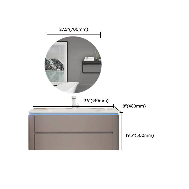 Modern Sink Vanity Ceramic Top Wall-Mounted with Soft Close Door Clearhalo 'Bathroom Remodel & Bathroom Fixtures' 'Bathroom Vanities' 'bathroom_vanities' 'Home Improvement' 'home_improvement' 'home_improvement_bathroom_vanities' 8061101