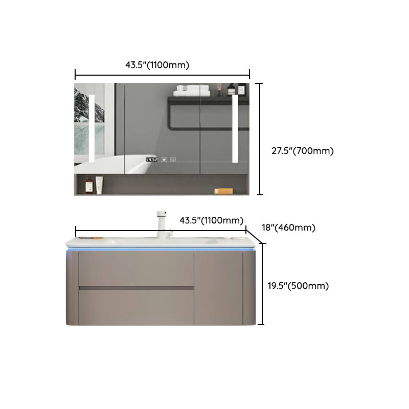 Modern Sink Vanity Ceramic Top Wall-Mounted with Soft Close Door Clearhalo 'Bathroom Remodel & Bathroom Fixtures' 'Bathroom Vanities' 'bathroom_vanities' 'Home Improvement' 'home_improvement' 'home_improvement_bathroom_vanities' 8061117