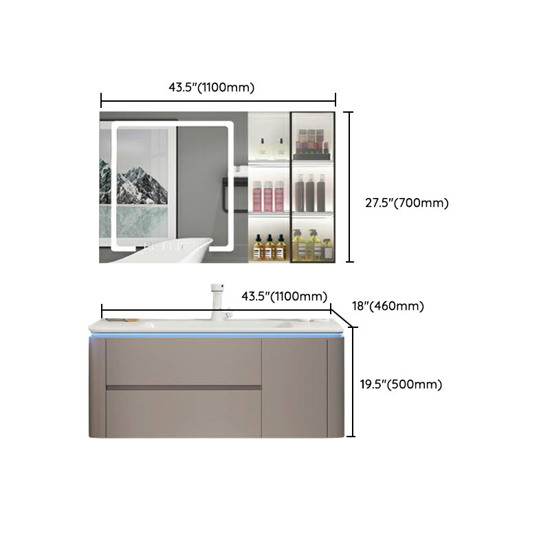 Modern Sink Vanity Ceramic Top Wall-Mounted with Soft Close Door Clearhalo 'Bathroom Remodel & Bathroom Fixtures' 'Bathroom Vanities' 'bathroom_vanities' 'Home Improvement' 'home_improvement' 'home_improvement_bathroom_vanities' 8061124