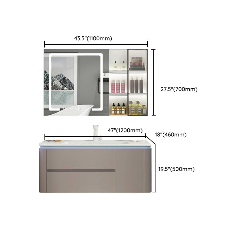 Modern Sink Vanity Ceramic Top Wall-Mounted with Soft Close Door Clearhalo 'Bathroom Remodel & Bathroom Fixtures' 'Bathroom Vanities' 'bathroom_vanities' 'Home Improvement' 'home_improvement' 'home_improvement_bathroom_vanities' 8061125