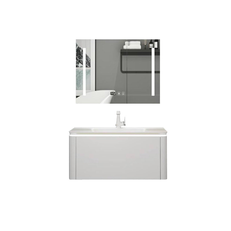 Modern Bathroom Vanity Ceramic Top Wall-Mounted Standalone Cabinet and Shelving Included Vanity & Faucet & Mirror Cabinet 31.5"L x 20"W x 20"H Smart Control Included Clearhalo 'Bathroom Remodel & Bathroom Fixtures' 'Bathroom Vanities' 'bathroom_vanities' 'Home Improvement' 'home_improvement' 'home_improvement_bathroom_vanities' 8061127