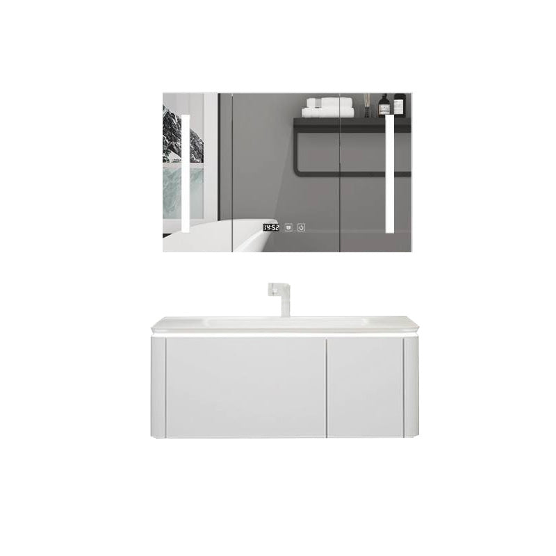 Modern Bathroom Vanity Ceramic Top Wall-Mounted Standalone Cabinet and Shelving Included Vanity & Faucet & Mirror Cabinet 39.5"L x 20"W x 20"H Smart Control Included Clearhalo 'Bathroom Remodel & Bathroom Fixtures' 'Bathroom Vanities' 'bathroom_vanities' 'Home Improvement' 'home_improvement' 'home_improvement_bathroom_vanities' 8061131