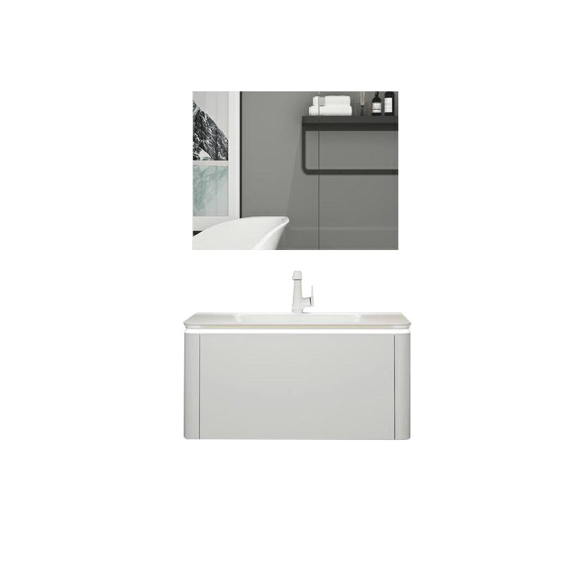 Modern Bathroom Vanity Ceramic Top Wall-Mounted Standalone Cabinet and Shelving Included Vanity & Faucet & Mirror Cabinet 24"L x 20"W x 20"H Smart Control Not Included Clearhalo 'Bathroom Remodel & Bathroom Fixtures' 'Bathroom Vanities' 'bathroom_vanities' 'Home Improvement' 'home_improvement' 'home_improvement_bathroom_vanities' 8061132