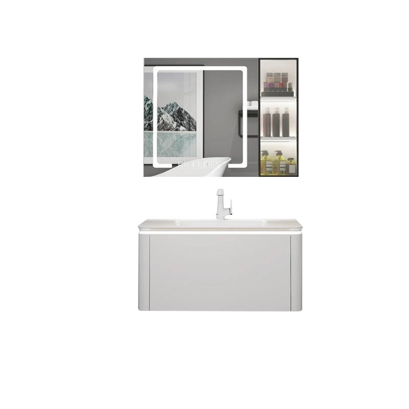 Modern Bathroom Vanity Ceramic Top Wall-Mounted Standalone Cabinet and Shelving Included Vanity & Faucet & Mirror Cabinet with Glass Door 24"L x 20"W x 20"H Smart Control Included Clearhalo 'Bathroom Remodel & Bathroom Fixtures' 'Bathroom Vanities' 'bathroom_vanities' 'Home Improvement' 'home_improvement' 'home_improvement_bathroom_vanities' 8061137