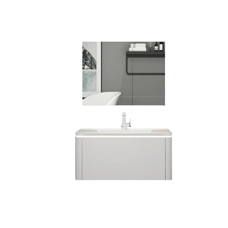 Modern Bathroom Vanity Ceramic Top Wall-Mounted Standalone Cabinet and Shelving Included Vanity & Faucet & Mirror Cabinet 31.5"L x 20"W x 20"H Smart Control Not Included Clearhalo 'Bathroom Remodel & Bathroom Fixtures' 'Bathroom Vanities' 'bathroom_vanities' 'Home Improvement' 'home_improvement' 'home_improvement_bathroom_vanities' 8061139