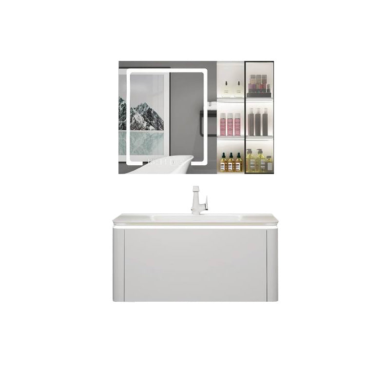 Modern Bathroom Vanity Ceramic Top Wall-Mounted Standalone Cabinet and Shelving Included Vanity & Faucet & Mirror Cabinet with Glass Door 31.5"L x 20"W x 20"H Smart Control Included Clearhalo 'Bathroom Remodel & Bathroom Fixtures' 'Bathroom Vanities' 'bathroom_vanities' 'Home Improvement' 'home_improvement' 'home_improvement_bathroom_vanities' 8061142