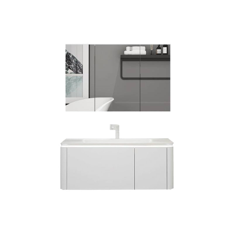 Modern Bathroom Vanity Ceramic Top Wall-Mounted Standalone Cabinet and Shelving Included Vanity & Faucet & Mirror Cabinet 39.5"L x 20"W x 20"H Smart Control Not Included Clearhalo 'Bathroom Remodel & Bathroom Fixtures' 'Bathroom Vanities' 'bathroom_vanities' 'Home Improvement' 'home_improvement' 'home_improvement_bathroom_vanities' 8061143