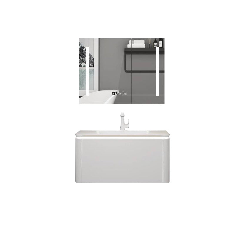 Modern Bathroom Vanity Ceramic Top Wall-Mounted Standalone Cabinet and Shelving Included Vanity & Faucet & Mirror Cabinet 24"L x 20"W x 20"H Smart Control Included Clearhalo 'Bathroom Remodel & Bathroom Fixtures' 'Bathroom Vanities' 'bathroom_vanities' 'Home Improvement' 'home_improvement' 'home_improvement_bathroom_vanities' 8061148