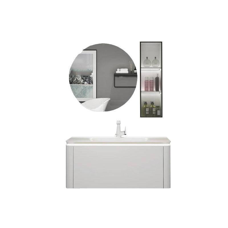 Modern Bathroom Vanity Ceramic Top Wall-Mounted Standalone Cabinet and Shelving Included Vanity & Faucet & Mirror & Sideboard 31.5"L x 20"W x 20"H Smart Control Included Clearhalo 'Bathroom Remodel & Bathroom Fixtures' 'Bathroom Vanities' 'bathroom_vanities' 'Home Improvement' 'home_improvement' 'home_improvement_bathroom_vanities' 8061150