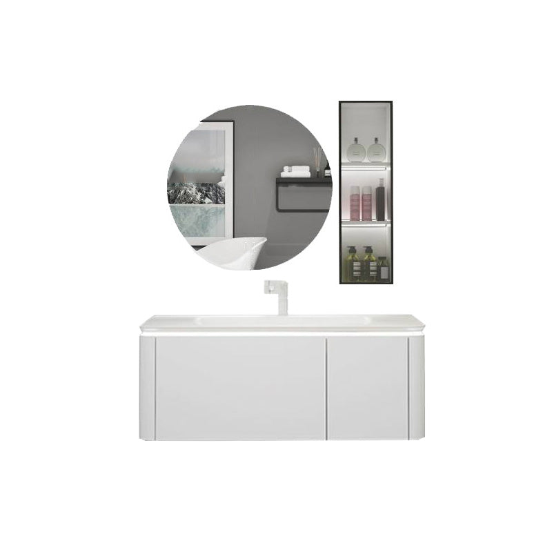 Modern Bathroom Vanity Ceramic Top Wall-Mounted Standalone Cabinet and Shelving Included Vanity & Faucet & Mirror & Sideboard 39.5"L x 20"W x 20"H Smart Control Included Clearhalo 'Bathroom Remodel & Bathroom Fixtures' 'Bathroom Vanities' 'bathroom_vanities' 'Home Improvement' 'home_improvement' 'home_improvement_bathroom_vanities' 8061152