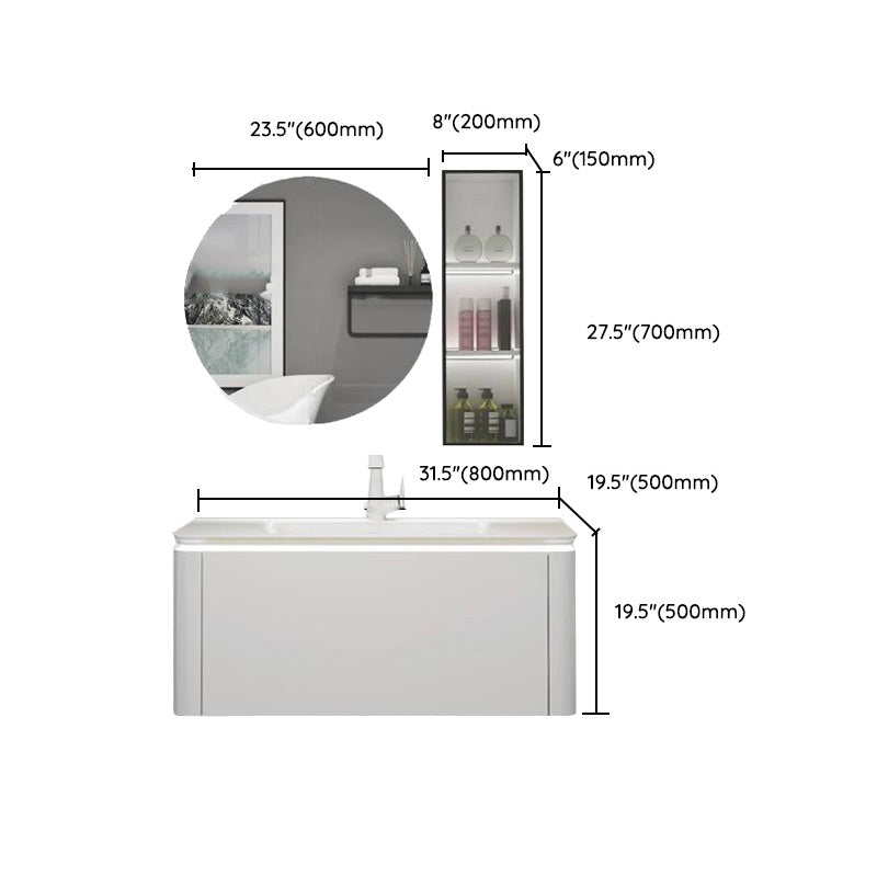Modern Bathroom Vanity Ceramic Top Wall-Mounted Standalone Cabinet and Shelving Included Clearhalo 'Bathroom Remodel & Bathroom Fixtures' 'Bathroom Vanities' 'bathroom_vanities' 'Home Improvement' 'home_improvement' 'home_improvement_bathroom_vanities' 8061156