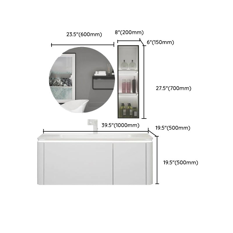 Modern Bathroom Vanity Ceramic Top Wall-Mounted Standalone Cabinet and Shelving Included Clearhalo 'Bathroom Remodel & Bathroom Fixtures' 'Bathroom Vanities' 'bathroom_vanities' 'Home Improvement' 'home_improvement' 'home_improvement_bathroom_vanities' 8061158