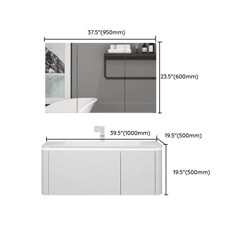 Modern Bathroom Vanity Ceramic Top Wall-Mounted Standalone Cabinet and Shelving Included Clearhalo 'Bathroom Remodel & Bathroom Fixtures' 'Bathroom Vanities' 'bathroom_vanities' 'Home Improvement' 'home_improvement' 'home_improvement_bathroom_vanities' 8061164