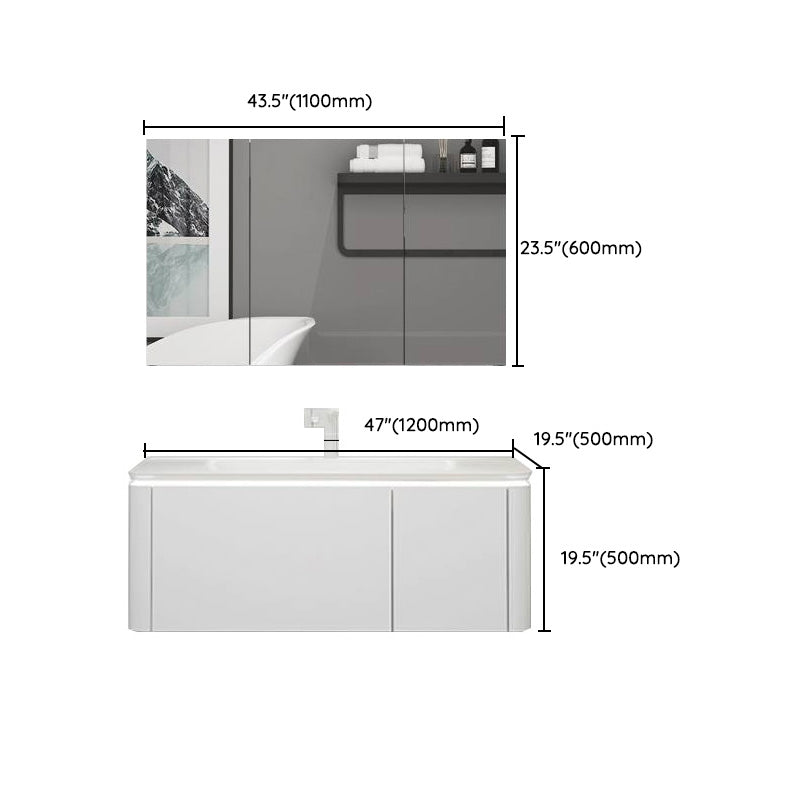 Modern Bathroom Vanity Ceramic Top Wall-Mounted Standalone Cabinet and Shelving Included Clearhalo 'Bathroom Remodel & Bathroom Fixtures' 'Bathroom Vanities' 'bathroom_vanities' 'Home Improvement' 'home_improvement' 'home_improvement_bathroom_vanities' 8061165