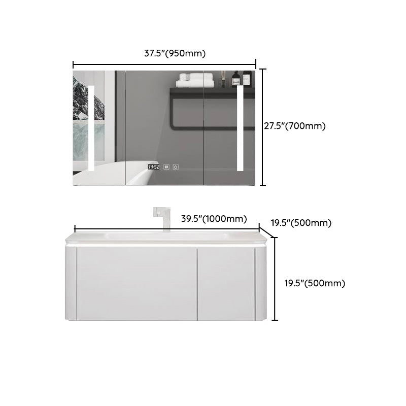 Modern Bathroom Vanity Ceramic Top Wall-Mounted Standalone Cabinet and Shelving Included Clearhalo 'Bathroom Remodel & Bathroom Fixtures' 'Bathroom Vanities' 'bathroom_vanities' 'Home Improvement' 'home_improvement' 'home_improvement_bathroom_vanities' 8061170