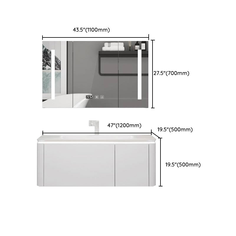 Modern Bathroom Vanity Ceramic Top Wall-Mounted Standalone Cabinet and Shelving Included Clearhalo 'Bathroom Remodel & Bathroom Fixtures' 'Bathroom Vanities' 'bathroom_vanities' 'Home Improvement' 'home_improvement' 'home_improvement_bathroom_vanities' 8061171