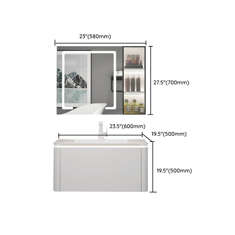 Modern Bathroom Vanity Ceramic Top Wall-Mounted Standalone Cabinet and Shelving Included Clearhalo 'Bathroom Remodel & Bathroom Fixtures' 'Bathroom Vanities' 'bathroom_vanities' 'Home Improvement' 'home_improvement' 'home_improvement_bathroom_vanities' 8061172