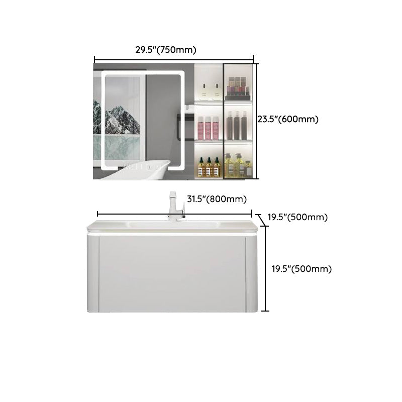 Modern Bathroom Vanity Ceramic Top Wall-Mounted Standalone Cabinet and Shelving Included Clearhalo 'Bathroom Remodel & Bathroom Fixtures' 'Bathroom Vanities' 'bathroom_vanities' 'Home Improvement' 'home_improvement' 'home_improvement_bathroom_vanities' 8061174