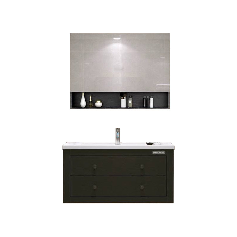 Traditional Bathroom Vanity Ceramic Top with Soft Close Door 32"L x 19"W x 20"H Black Clearhalo 'Bathroom Remodel & Bathroom Fixtures' 'Bathroom Vanities' 'bathroom_vanities' 'Home Improvement' 'home_improvement' 'home_improvement_bathroom_vanities' 8074994