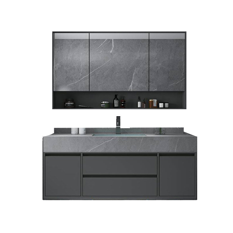 Modern Bathroom Vanity Set Granite Top Standalone Cabinet or Shelving Included 47"L x 19"W x 22"H Smart Control Not Included Clearhalo 'Bathroom Remodel & Bathroom Fixtures' 'Bathroom Vanities' 'bathroom_vanities' 'Home Improvement' 'home_improvement' 'home_improvement_bathroom_vanities' 8075306