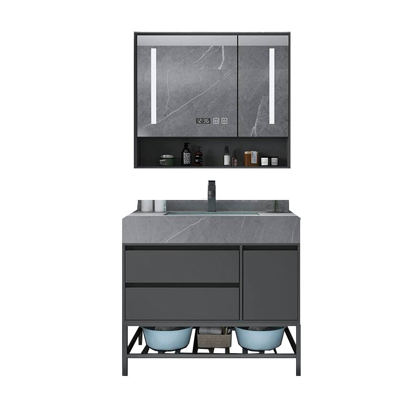 Modern Bathroom Vanity Set Granite Top Standalone Cabinet or Shelving Included 24"L x 19"W x 32"H Smart Control Included Clearhalo 'Bathroom Remodel & Bathroom Fixtures' 'Bathroom Vanities' 'bathroom_vanities' 'Home Improvement' 'home_improvement' 'home_improvement_bathroom_vanities' 8075326