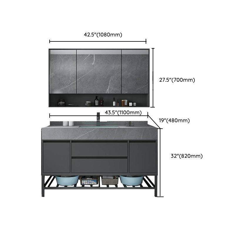 Modern Bathroom Vanity Set Granite Top Standalone Cabinet or Shelving Included Clearhalo 'Bathroom Remodel & Bathroom Fixtures' 'Bathroom Vanities' 'bathroom_vanities' 'Home Improvement' 'home_improvement' 'home_improvement_bathroom_vanities' 8075341