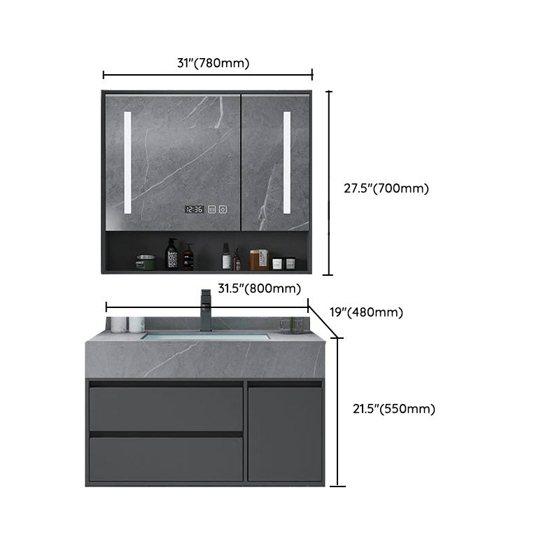 Modern Bathroom Vanity Set Granite Top Standalone Cabinet or Shelving Included Clearhalo 'Bathroom Remodel & Bathroom Fixtures' 'Bathroom Vanities' 'bathroom_vanities' 'Home Improvement' 'home_improvement' 'home_improvement_bathroom_vanities' 8075345