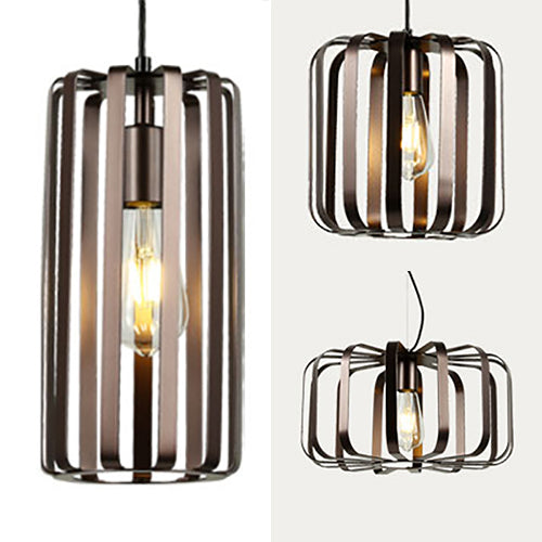 Cylinder Metal Hanging Lamp Industrial 1 Light Dining Room Pendant Light with Wire Frame in Bronze, 6"/10"/16" W Clearhalo 'Art Deco Pendants' 'Cast Iron' 'Ceiling Lights' 'Ceramic' 'Crystal' 'Industrial Pendants' 'Industrial' 'Metal' 'Middle Century Pendants' 'Pendant Lights' 'Pendants' 'Tiffany' Lighting' 80798