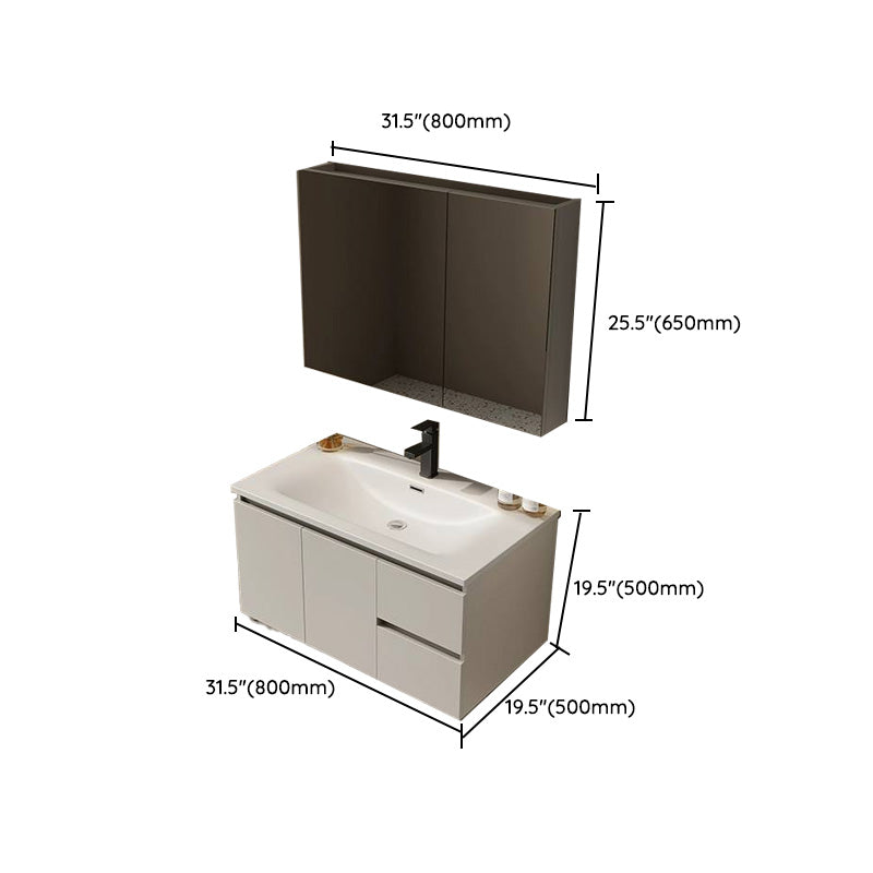Wall Mount Bathroom Vanity Set White Wood Frame Rectangular Single Sink Scratch Resistant Clearhalo 'Bathroom Remodel & Bathroom Fixtures' 'Bathroom Vanities' 'bathroom_vanities' 'Home Improvement' 'home_improvement' 'home_improvement_bathroom_vanities' 8080630