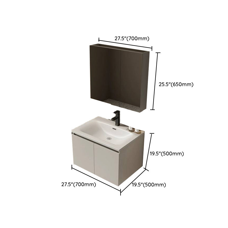 Wall Mount Bathroom Vanity Set White Wood Frame Rectangular Single Sink Scratch Resistant Clearhalo 'Bathroom Remodel & Bathroom Fixtures' 'Bathroom Vanities' 'bathroom_vanities' 'Home Improvement' 'home_improvement' 'home_improvement_bathroom_vanities' 8080631