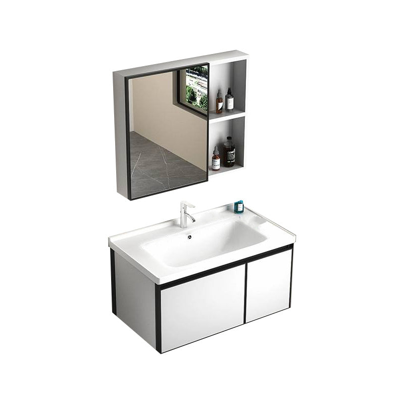 Modern Vanity Set Metal Frame Wall-Mounted with Soft Close Door 32"L x 19"W x 18"H Smart Control Not Included Ceramic Clearhalo 'Bathroom Remodel & Bathroom Fixtures' 'Bathroom Vanities' 'bathroom_vanities' 'Home Improvement' 'home_improvement' 'home_improvement_bathroom_vanities' 8080715