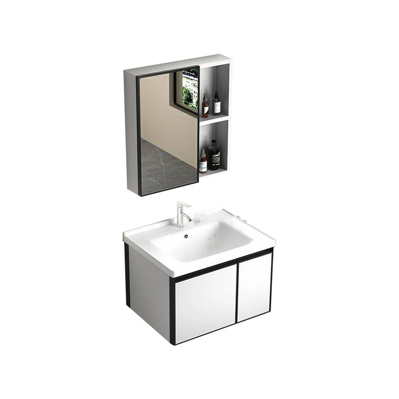 Modern Vanity Set Metal Frame Wall-Mounted with Soft Close Door 24"L x 19"W x 18"H Smart Control Not Included Ceramic Clearhalo 'Bathroom Remodel & Bathroom Fixtures' 'Bathroom Vanities' 'bathroom_vanities' 'Home Improvement' 'home_improvement' 'home_improvement_bathroom_vanities' 8080720