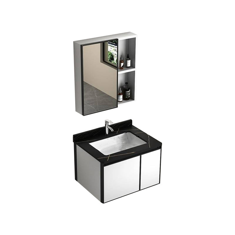 Modern Vanity Set Metal Frame Wall-Mounted with Soft Close Door 24"L x 19"W x 18"H Smart Control Not Included Stone Clearhalo 'Bathroom Remodel & Bathroom Fixtures' 'Bathroom Vanities' 'bathroom_vanities' 'Home Improvement' 'home_improvement' 'home_improvement_bathroom_vanities' 8080723