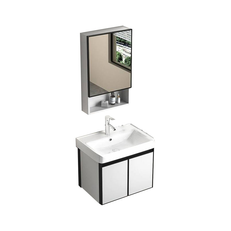 Modern Vanity Set Metal Frame Wall-Mounted with Soft Close Door 20"L x 14"W x 19"H Smart Control Not Included Ceramic Clearhalo 'Bathroom Remodel & Bathroom Fixtures' 'Bathroom Vanities' 'bathroom_vanities' 'Home Improvement' 'home_improvement' 'home_improvement_bathroom_vanities' 8080730