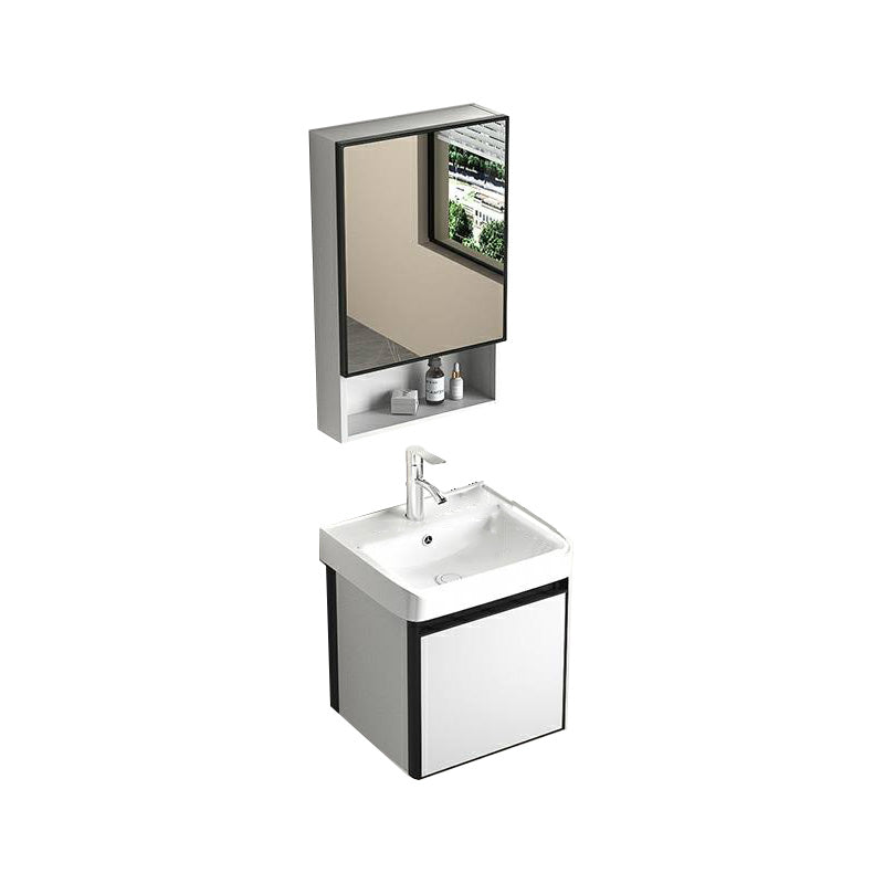 Modern Vanity Set Metal Frame Wall-Mounted with Soft Close Door 17"L x 14"W x 19"H Smart Control Not Included Ceramic Clearhalo 'Bathroom Remodel & Bathroom Fixtures' 'Bathroom Vanities' 'bathroom_vanities' 'Home Improvement' 'home_improvement' 'home_improvement_bathroom_vanities' 8080732