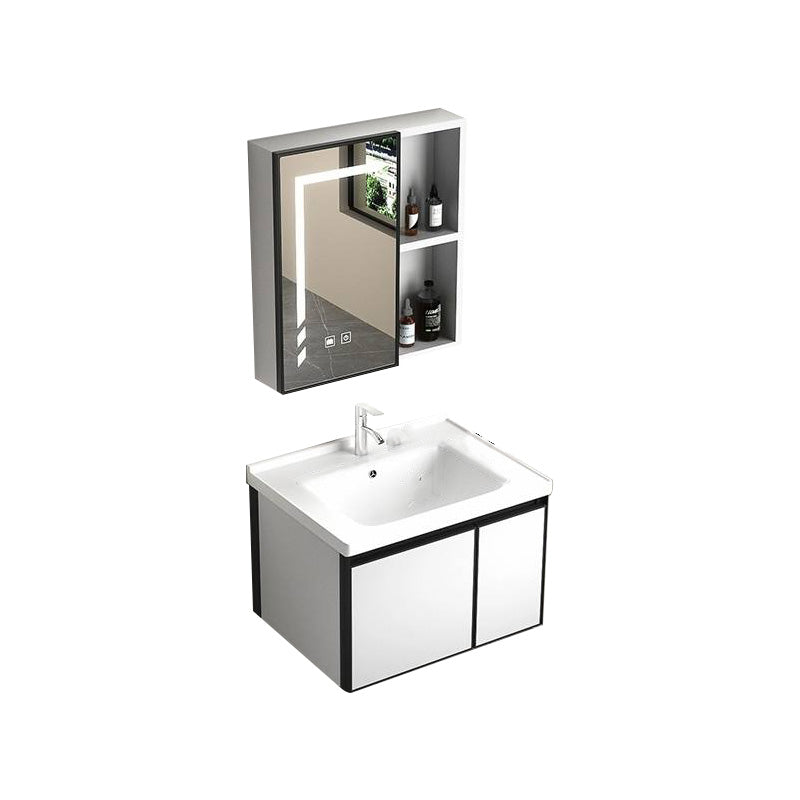 Modern Vanity Set Metal Frame Wall-Mounted with Soft Close Door 24"L x 19"W x 18"H Smart Control Included Ceramic Clearhalo 'Bathroom Remodel & Bathroom Fixtures' 'Bathroom Vanities' 'bathroom_vanities' 'Home Improvement' 'home_improvement' 'home_improvement_bathroom_vanities' 8080735