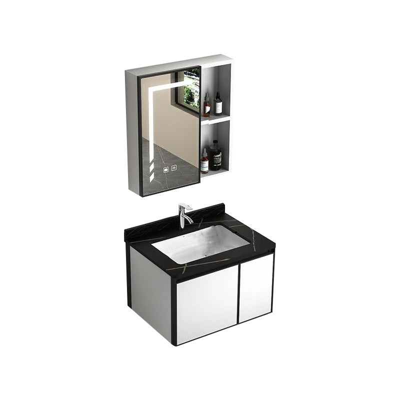 Modern Vanity Set Metal Frame Wall-Mounted with Soft Close Door 24"L x 19"W x 18"H Smart Control Included Stone Clearhalo 'Bathroom Remodel & Bathroom Fixtures' 'Bathroom Vanities' 'bathroom_vanities' 'Home Improvement' 'home_improvement' 'home_improvement_bathroom_vanities' 8080738