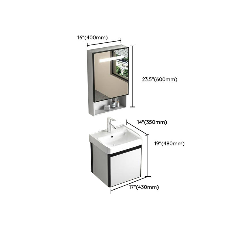 Modern Vanity Set Metal Frame Wall-Mounted with Soft Close Door Clearhalo 'Bathroom Remodel & Bathroom Fixtures' 'Bathroom Vanities' 'bathroom_vanities' 'Home Improvement' 'home_improvement' 'home_improvement_bathroom_vanities' 8080742