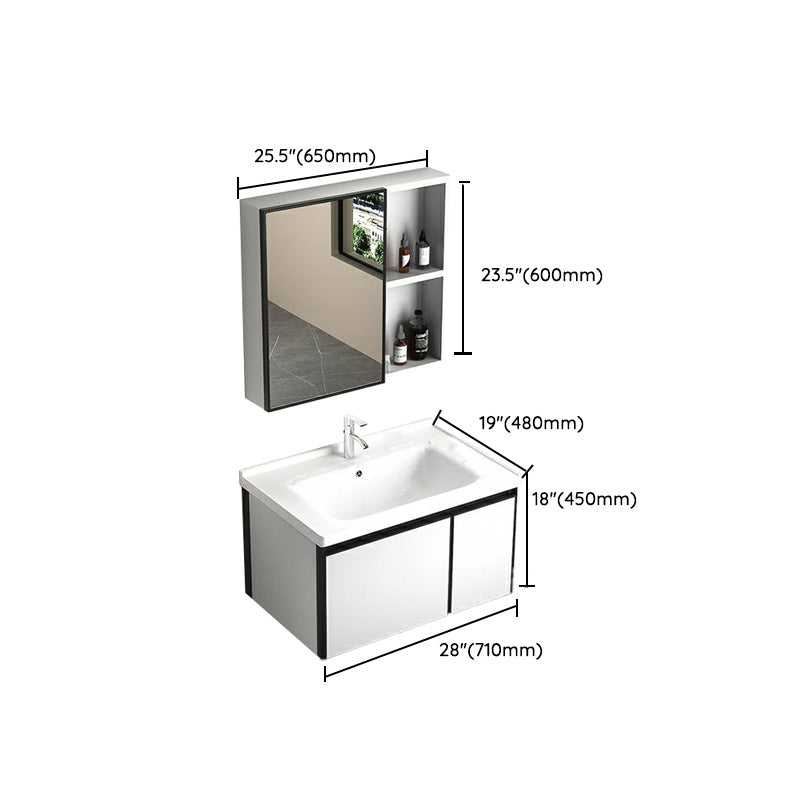 Modern Vanity Set Metal Frame Wall-Mounted with Soft Close Door Clearhalo 'Bathroom Remodel & Bathroom Fixtures' 'Bathroom Vanities' 'bathroom_vanities' 'Home Improvement' 'home_improvement' 'home_improvement_bathroom_vanities' 8080749