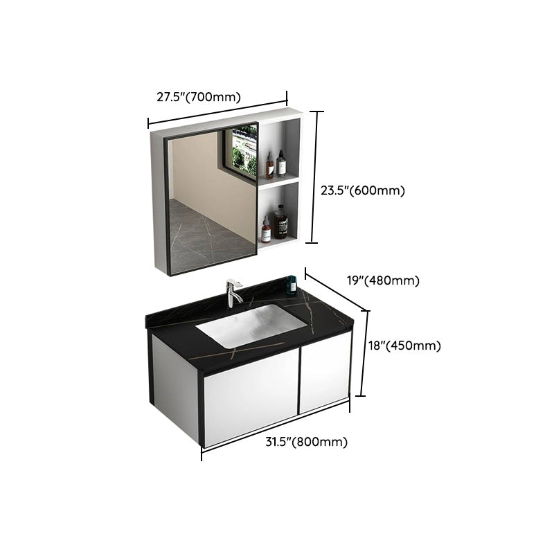 Modern Vanity Set Metal Frame Wall-Mounted with Soft Close Door Clearhalo 'Bathroom Remodel & Bathroom Fixtures' 'Bathroom Vanities' 'bathroom_vanities' 'Home Improvement' 'home_improvement' 'home_improvement_bathroom_vanities' 8080754